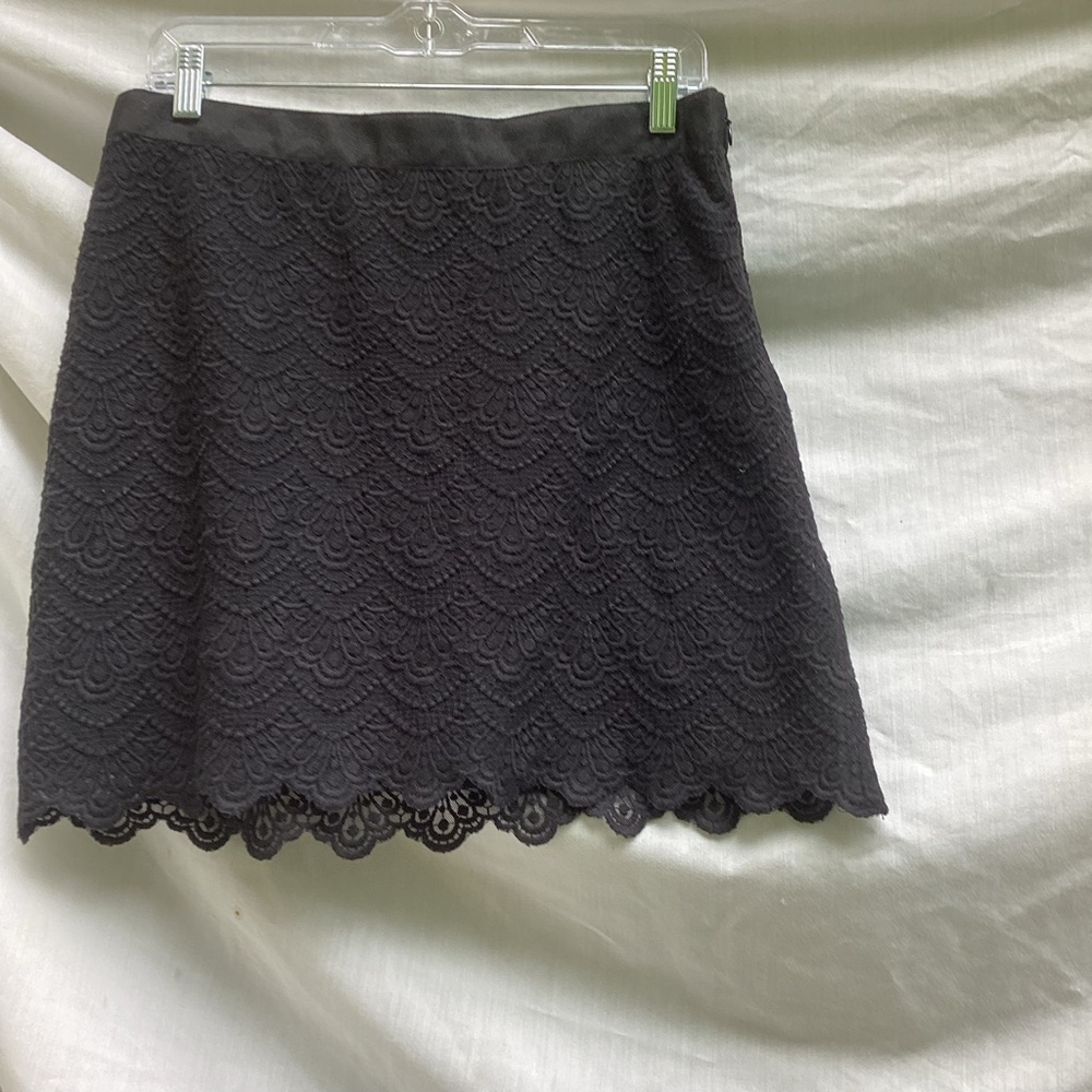 J. Crew Black Scalloped Mini Pencil Skirt, size 6